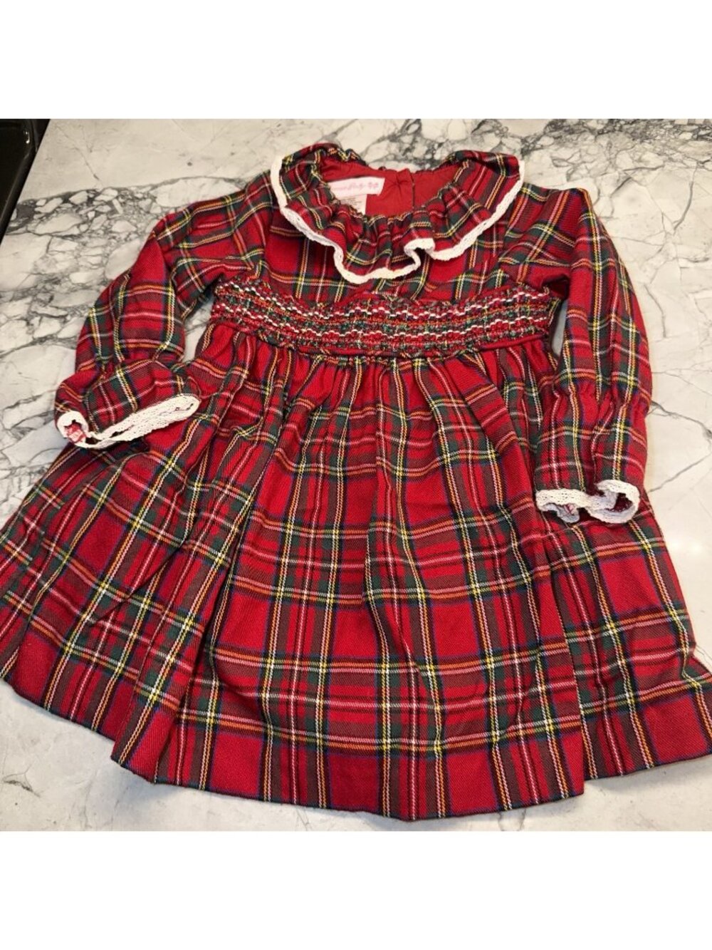 Bonnie Baby Girls 18 Months Smocked Holiday Christmas Plaid Dress